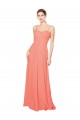 Corail Trapèze Bretelles spaghetti Mousseline Longue Robes demoiselle d'honneur
