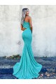 Couleur affichée Sirène Balayage train Paillettes Velours Longue Robes de bal