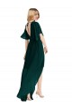 Evergreen Trapèze Col rond Mousseline Longue Asymétrique Robes demoiselle d'honneur