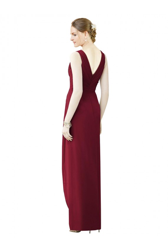 Fourreau Col V Mousseline Longue Robes demoiselle d'honneur