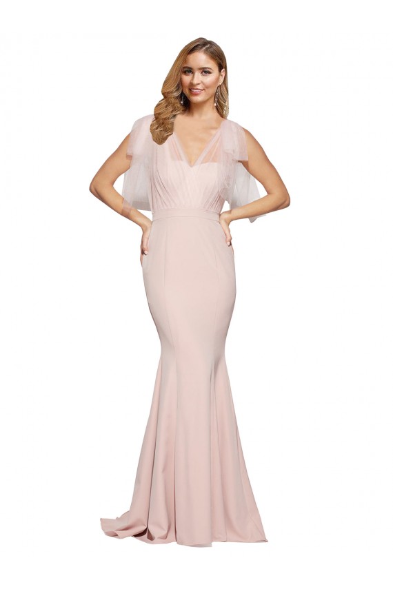 Fourreau Crêpe Stretch Tulle Longue Formelles Robes demoiselle d'honneur / Robes de soirée / Robes de bal
