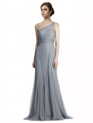 Gris ardoise Sirène Tulle Longue Robes demoiselle d'honneur