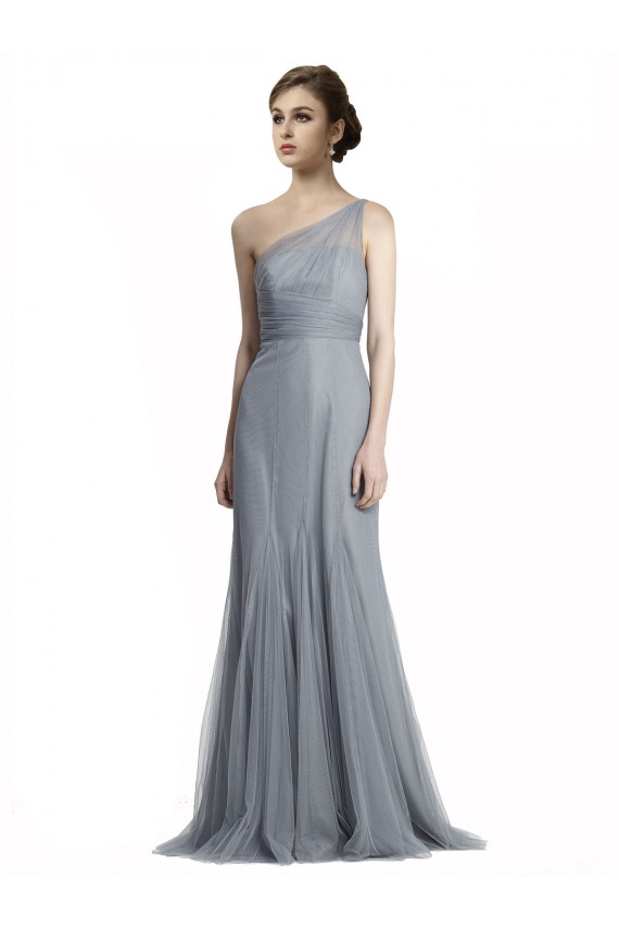 Gris ardoise Sirène Tulle Longue Robes demoiselle d'honneur