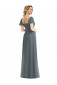 Gris ardoise Trapèze Col Carré Mousseline Longue Robes demoiselle d'honneur