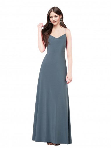 Gris ardoise Trapèze Col V Spandex Longue Robes demoiselle d'honneur / Robes de bal