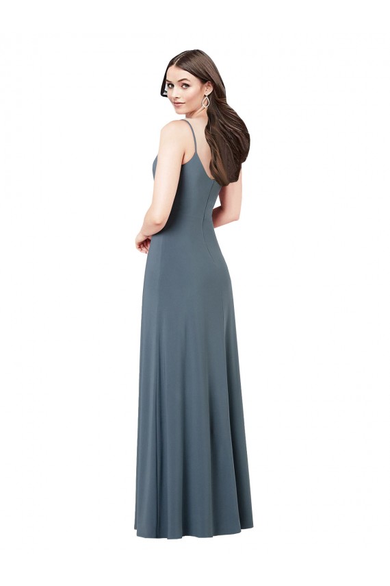 Gris ardoise Trapèze Col V Spandex Longue Robes demoiselle d'honneur / Robes de bal