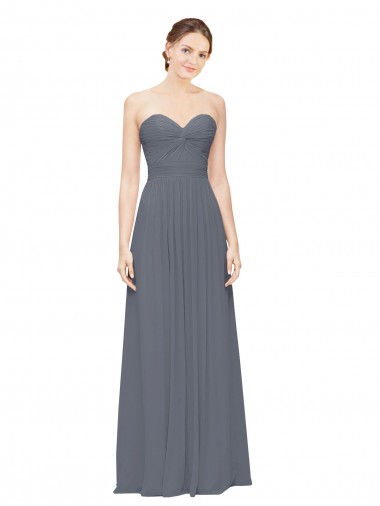 Gris ardoise Trapèze Mousseline Longue Robes demoiselle d'honneur