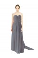 Gris ardoise Trapèze Mousseline Longue Robes demoiselle d'honneur
