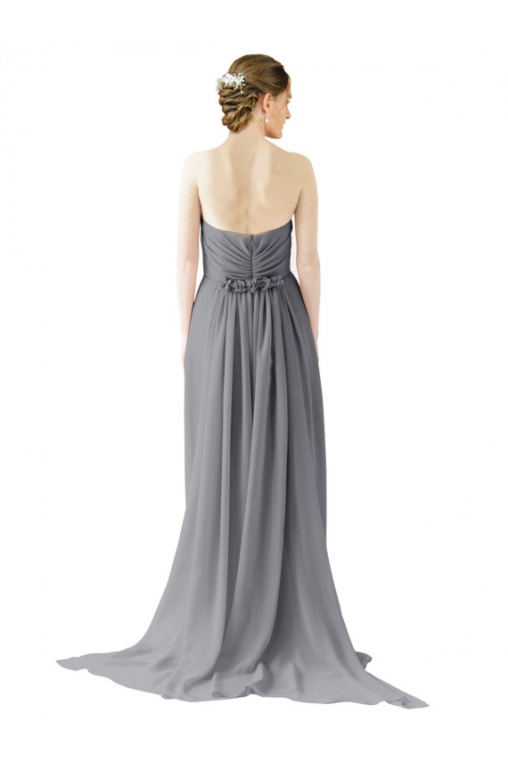 Gris ardoise Trapèze Mousseline Longue Robes demoiselle d'honneur