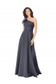 Gris ardoise Trapèze Satiné Longue Formelles Robes demoiselle d'honneur / Robes de soirée / Robes de bal