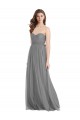 Gris ardoise Trapèze Tulle Longue Robes demoiselle d'honneur