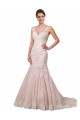 Ivoire & Blush Sirène Col V Tulle Dentelle Robes de mariée