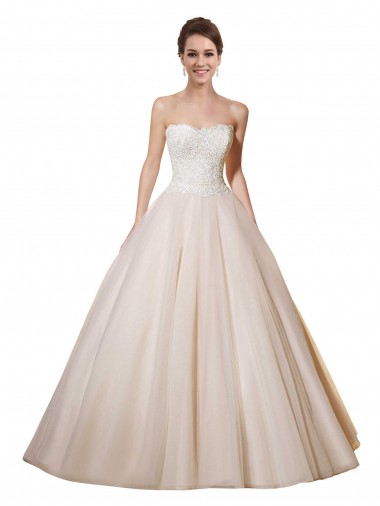 Ivoire & Champagne Princesse Tulle Dentelle Robes de mariée