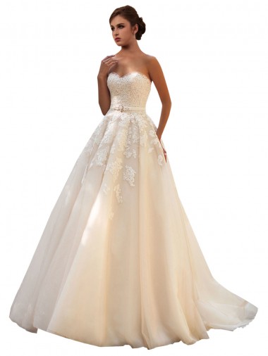 Ivoire & Champagne Princesse Tulle Dentelle Robes de mariée