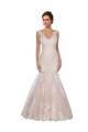 Ivoire & Champagne Sirène Col V Dentelle Classique Robes de mariée