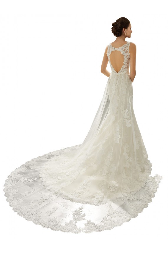 Ivoire & Champagne Sirène Col V Tulle Dentelle Robes de mariée