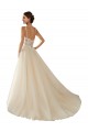 Ivoire & Champagne Trapèze Col V Tulle Dentelle Classique Robes de mariée