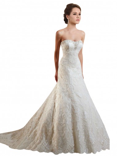 Ivoire & Champagne Trapèze Dentelle Robes de mariée