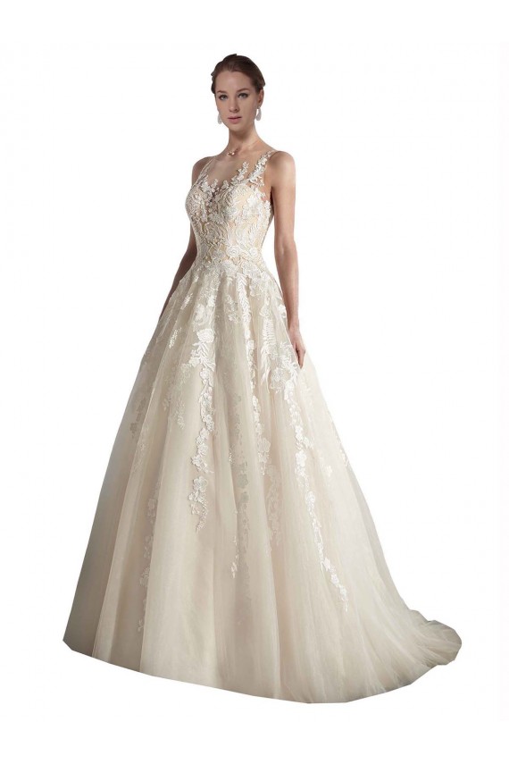 Ivoire & Champagne Trapèze Illusion Tulle Robes de mariée