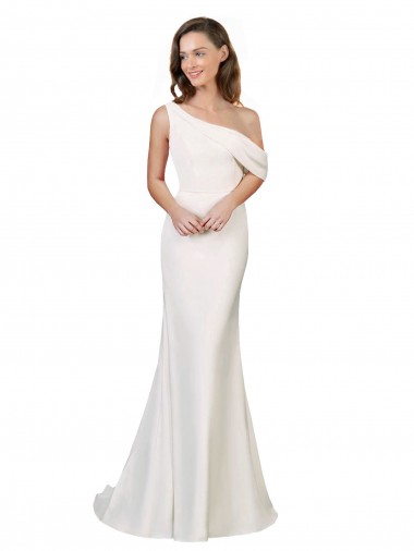 Ivoire Fourreau Balayage train Crêpe Stretch Longue Formelles Robes demoiselle d'honneur / Robes de soirée / Robes de bal