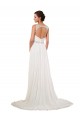 Ivoire Fourreau Col V Mousseline Classique Robes de mariée