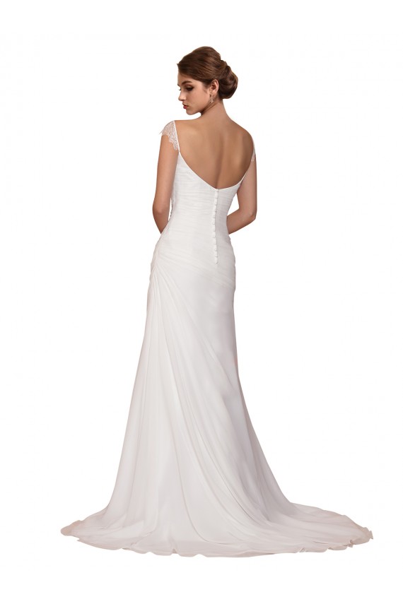 Ivoire Fourreau Col V Mousseline Robes de mariée