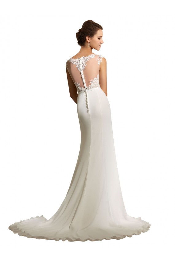 Ivoire Fourreau Illusion Mousseline Dentelle Robes de mariée