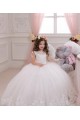 Ivoire Princesse Bateau Tulle Dentelle Longue Robes de demoiselle d'honneur - fillette