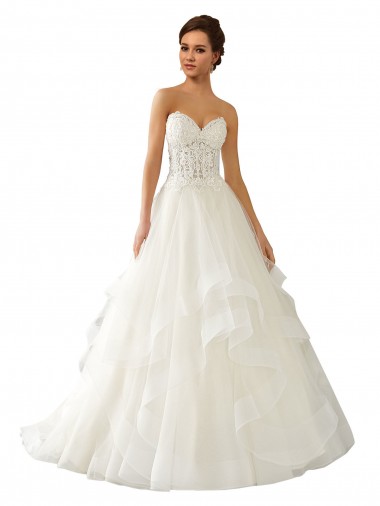 Ivoire Princesse Satiné Tulle Dentelle Robes de mariée
