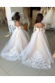 Ivoire Princesse Tulle Dentelle Longue Robes de demoiselle d'honneur - fillette