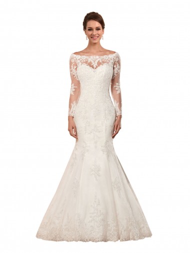 Ivoire Sirène Bateau Dentelle Robes de mariée
