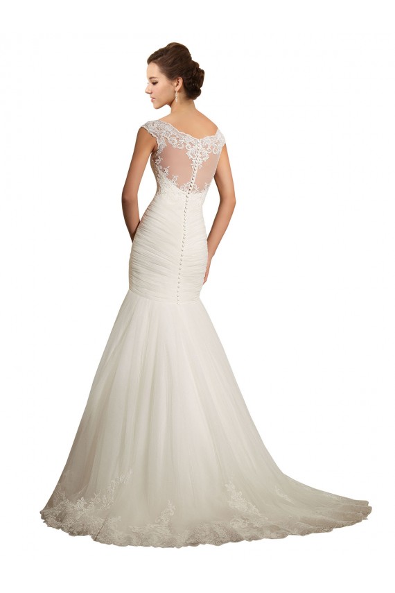 Ivoire Sirène Bateau Tulle Dentelle Robes de mariée
