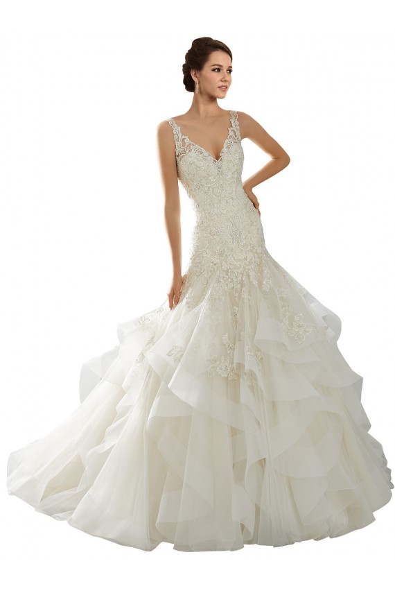 Ivoire Sirène Col V Tulle Robes de mariée