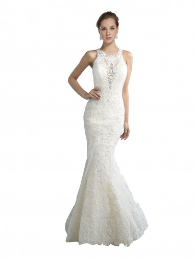 Ivoire Sirène Illusion Tulle Plage Robes de mariée