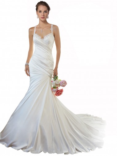 Ivoire Sirène Satiné Plage Robes de mariée