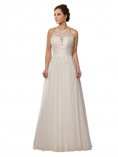 Ivoire Trapèze Illusion Balayage train Tulle Robes de mariée