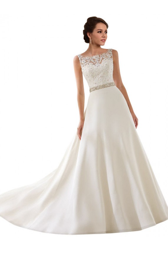Ivoire Trapèze Illusion Dentelle Robes de mariée