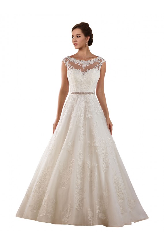 Ivoire Trapèze Illusion Tulle Dentelle Classique Robes de mariée