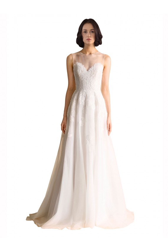 Ivoire Trapèze Illusion Tulle Robes de mariée
