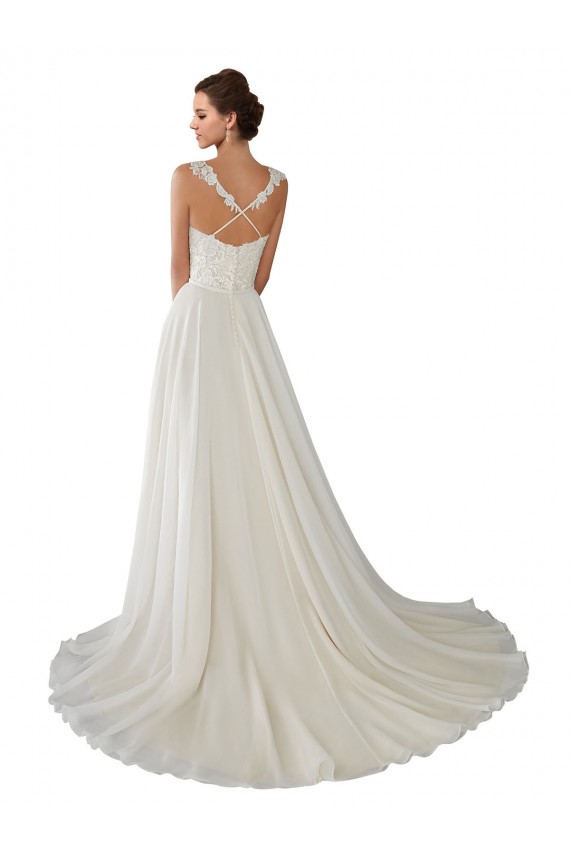 Ivoire Trapèze Mousseline Dentelle Robes de mariée