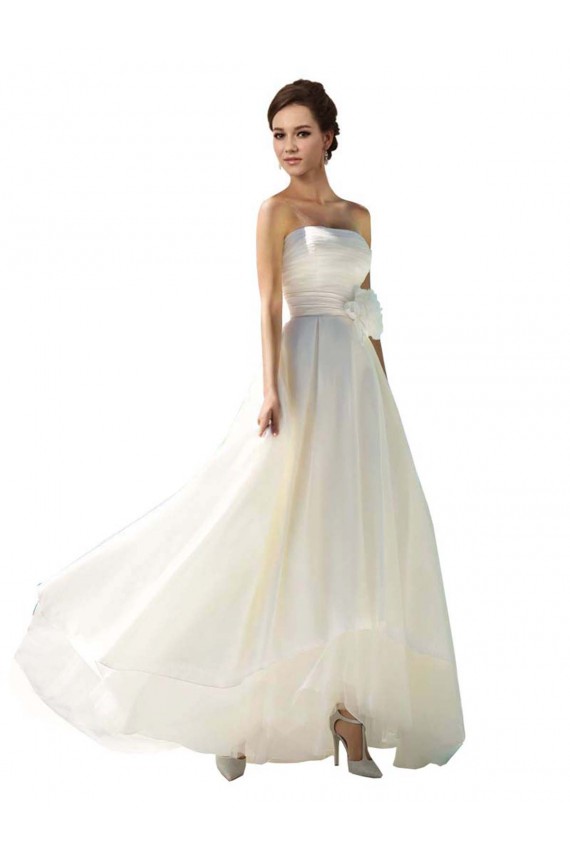 Ivoire Trapèze Sans bretelle Mousseline Robes de mariée