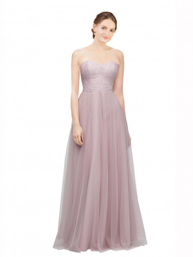 Light Lilac Trapèze Tulle Dentelle Longue Robes demoiselle d'honneur