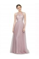 Light Lilac Trapèze Tulle Dentelle Longue Robes demoiselle d'honneur