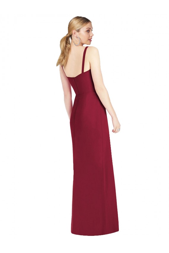 Lilas Sirène Bretelles spaghetti Col V Sans bretelle Mousseline Longue Robes demoiselle d'honneur