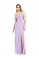 Lilas Sirène Bretelles spaghetti Col V Sans bretelle Mousseline Longue Robes demoiselle d'honneur