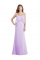 Lilas Trapèze Bretelles spaghetti Scoop Mousseline Longue Robes demoiselle d'honneur