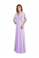 Lilas Trapèze Col V Mousseline Longue Robes demoiselle d'honneur