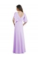 Lilas Trapèze Col V Mousseline Longue Robes demoiselle d'honneur