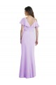 Lilas Trapèze Col V Mousseline Longue Robes demoiselle d'honneur