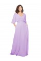Lilas Trapèze Col V Mousseline Longue Robes demoiselle d'honneur